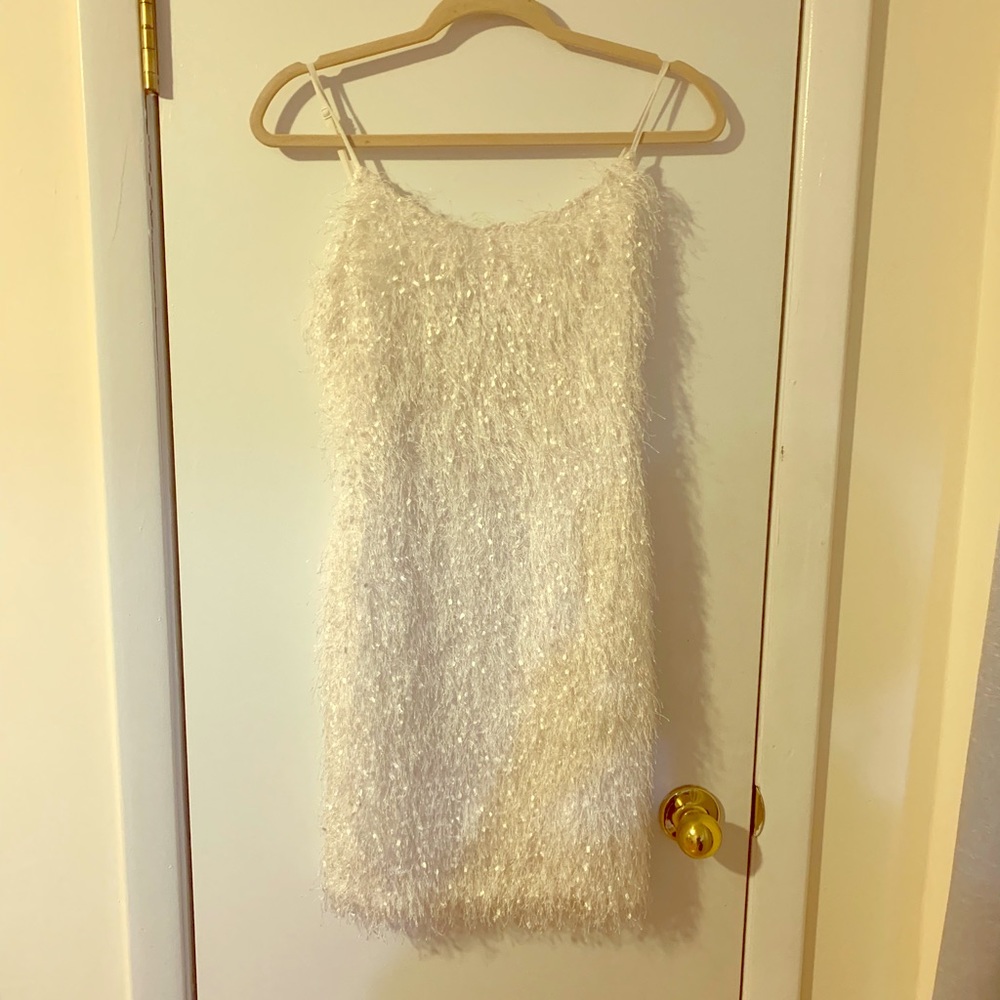 Mini White Fringe Dress